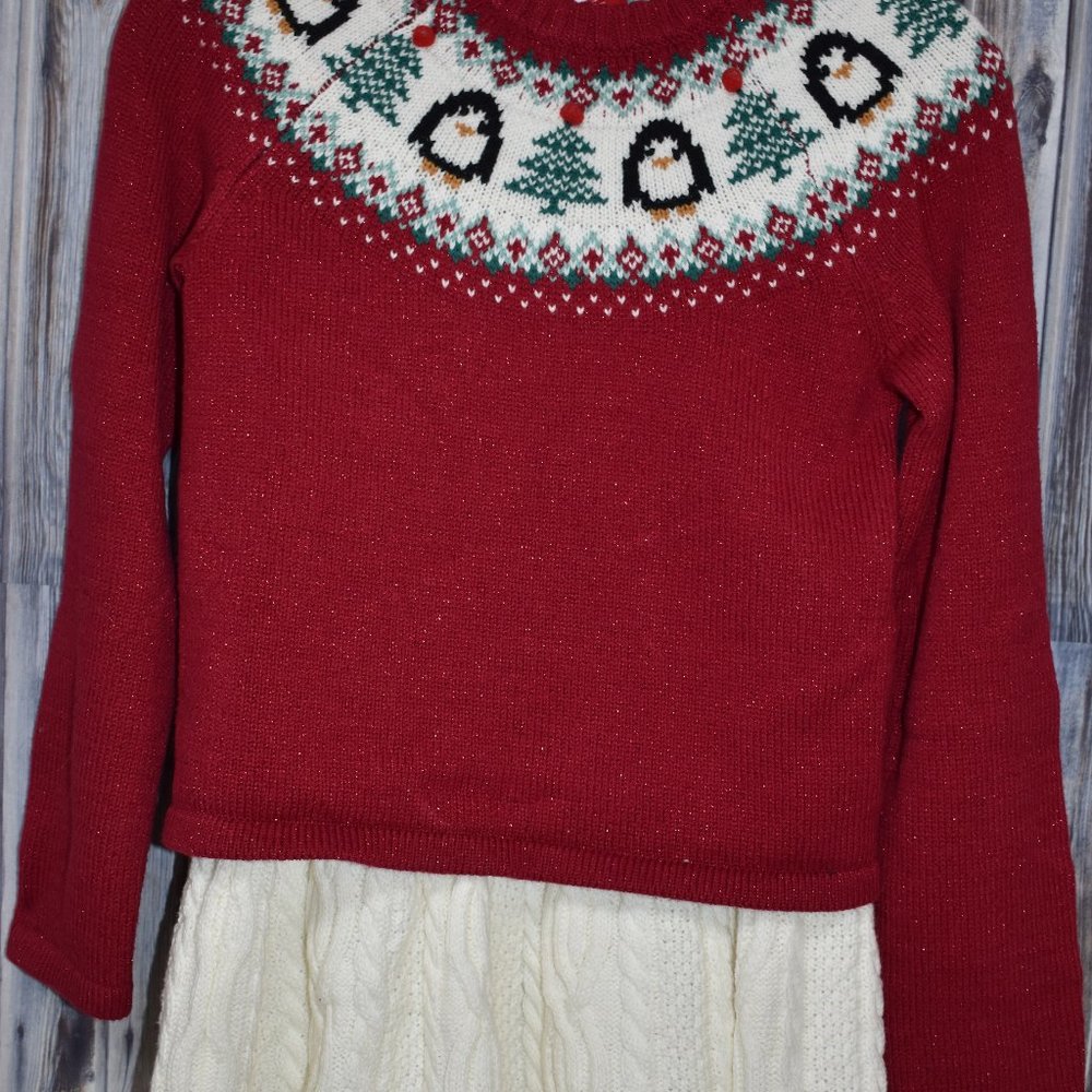 Jingles & Joy 2pc Sweater Skirt Set Penguins New